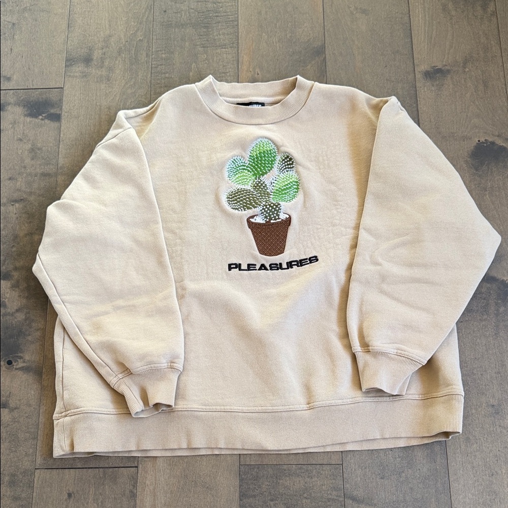 Pleasures Spike Cactus Embroidered Crewneck Sweatshirt Large